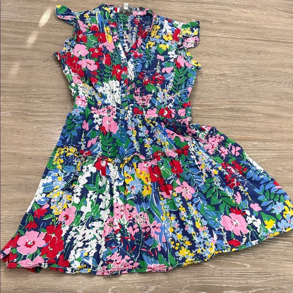 Pinch Navy Floral Ruffle-Sleeve Casual Dress